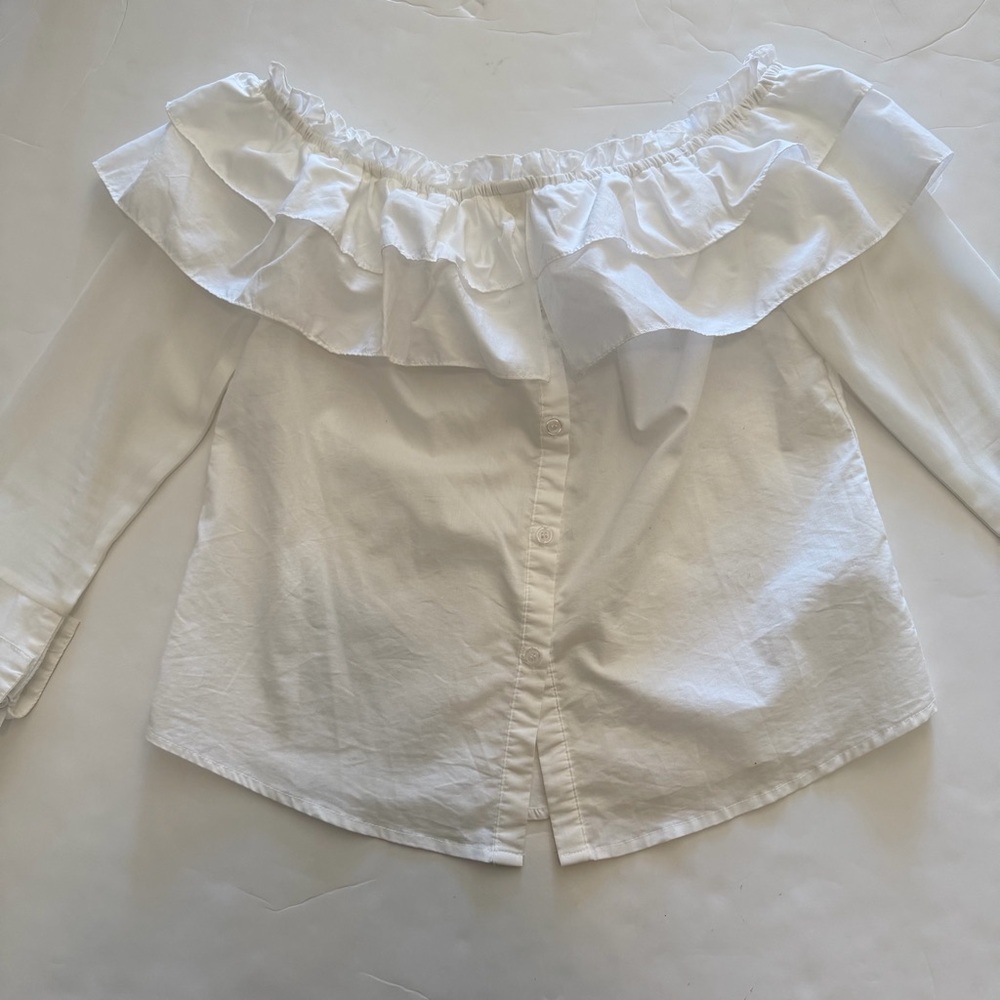 White Ruffle Off-Shoulder Blouse